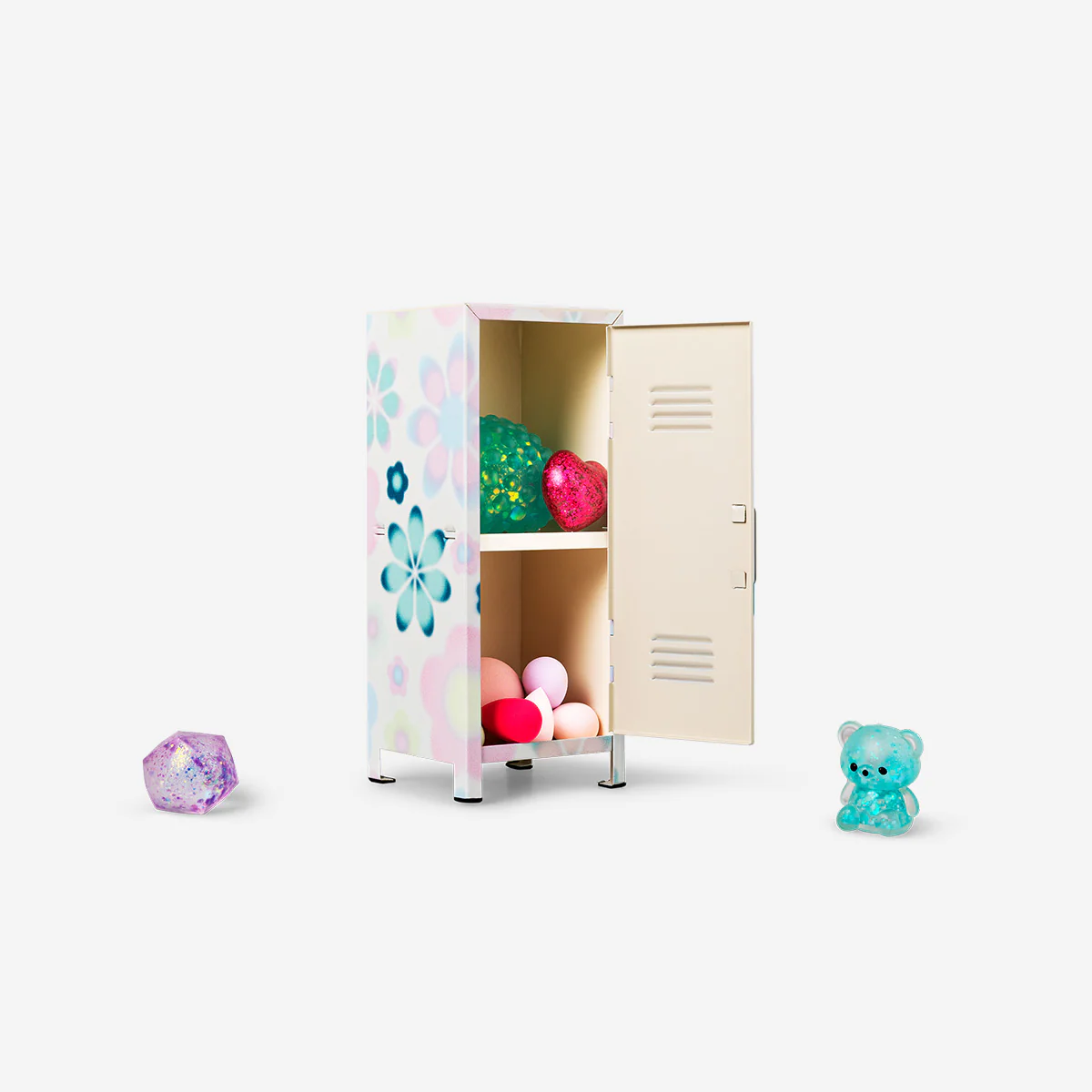 Mini floral metal locker for desk - Image 3