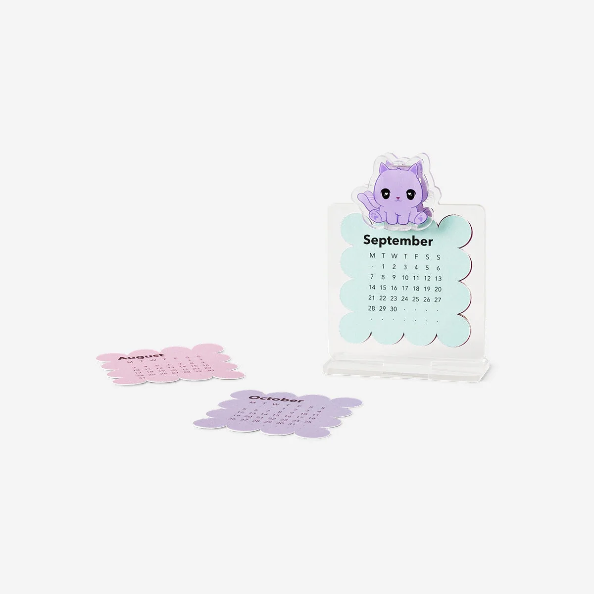Monthly calendar with cat clip