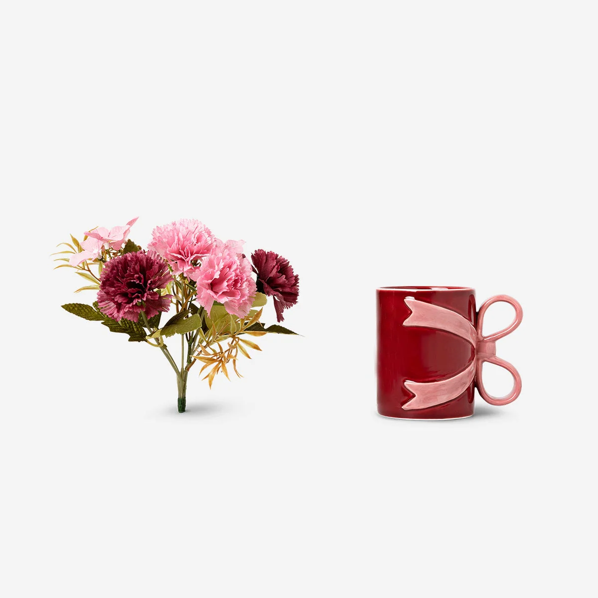 Mug with bow handle and faux flowers - 400 ml - Image 2
