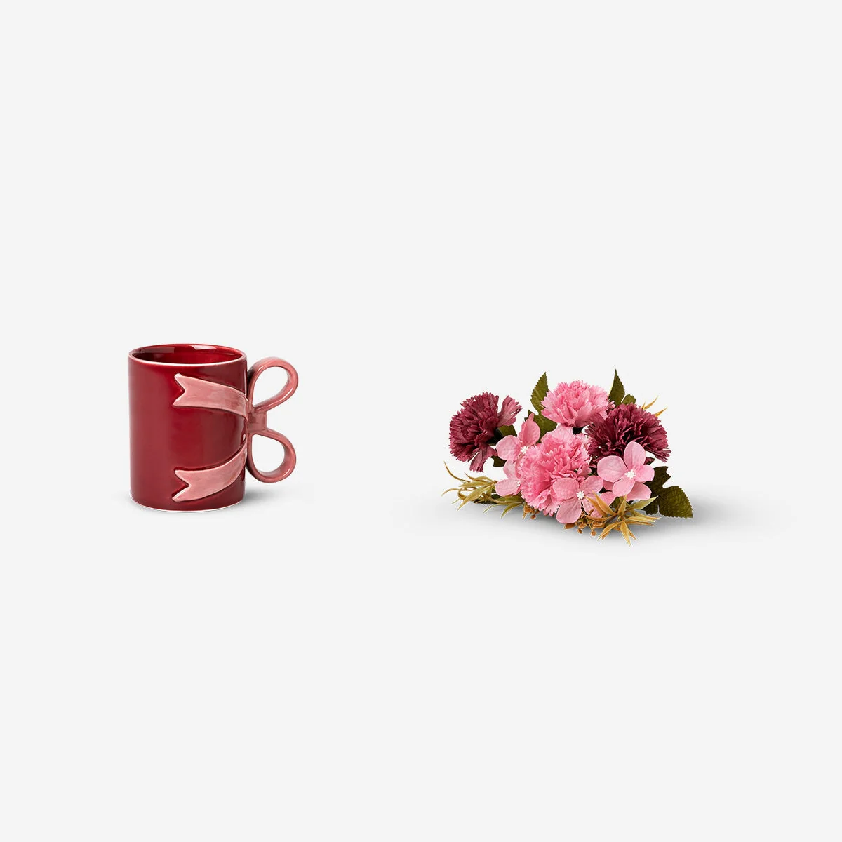 Mug with bow handle and faux flowers - 400 ml - Image 3