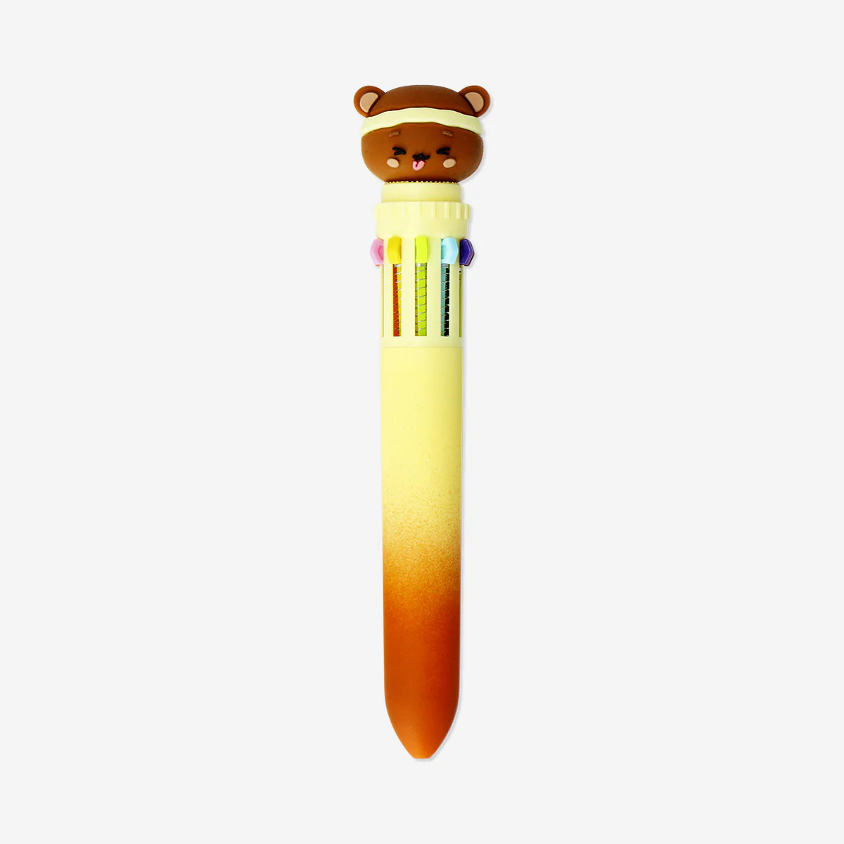 Multi-coloured ballpoint pen with bear topper
