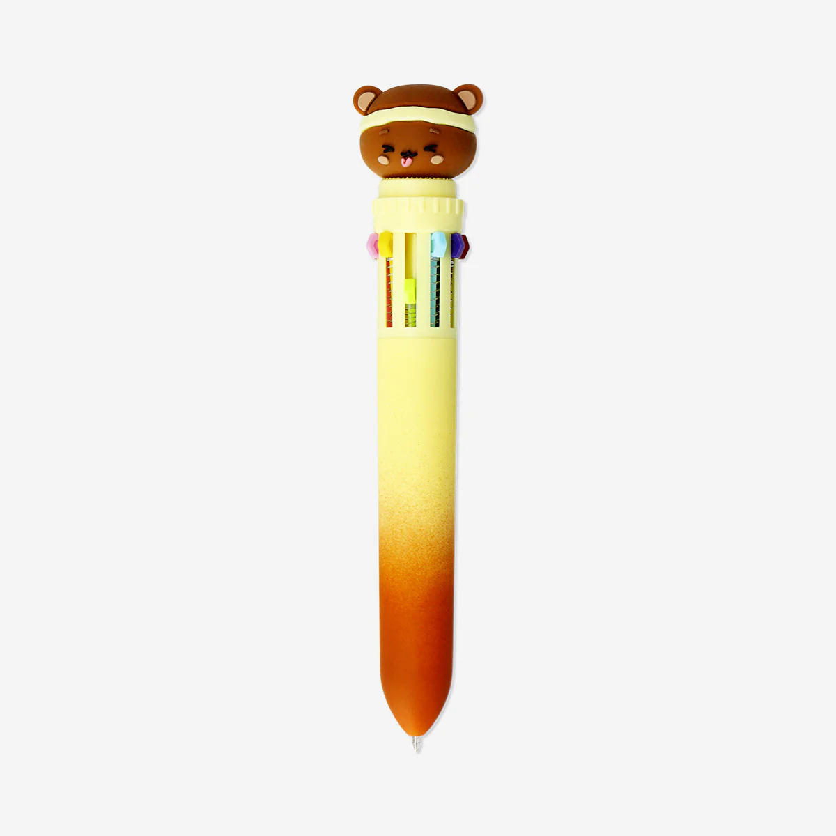 Multi-coloured ballpoint pen with bear topper - Image 2