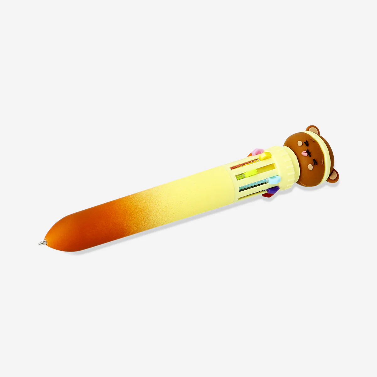 Multi-coloured ballpoint pen with bear topper - Image 3