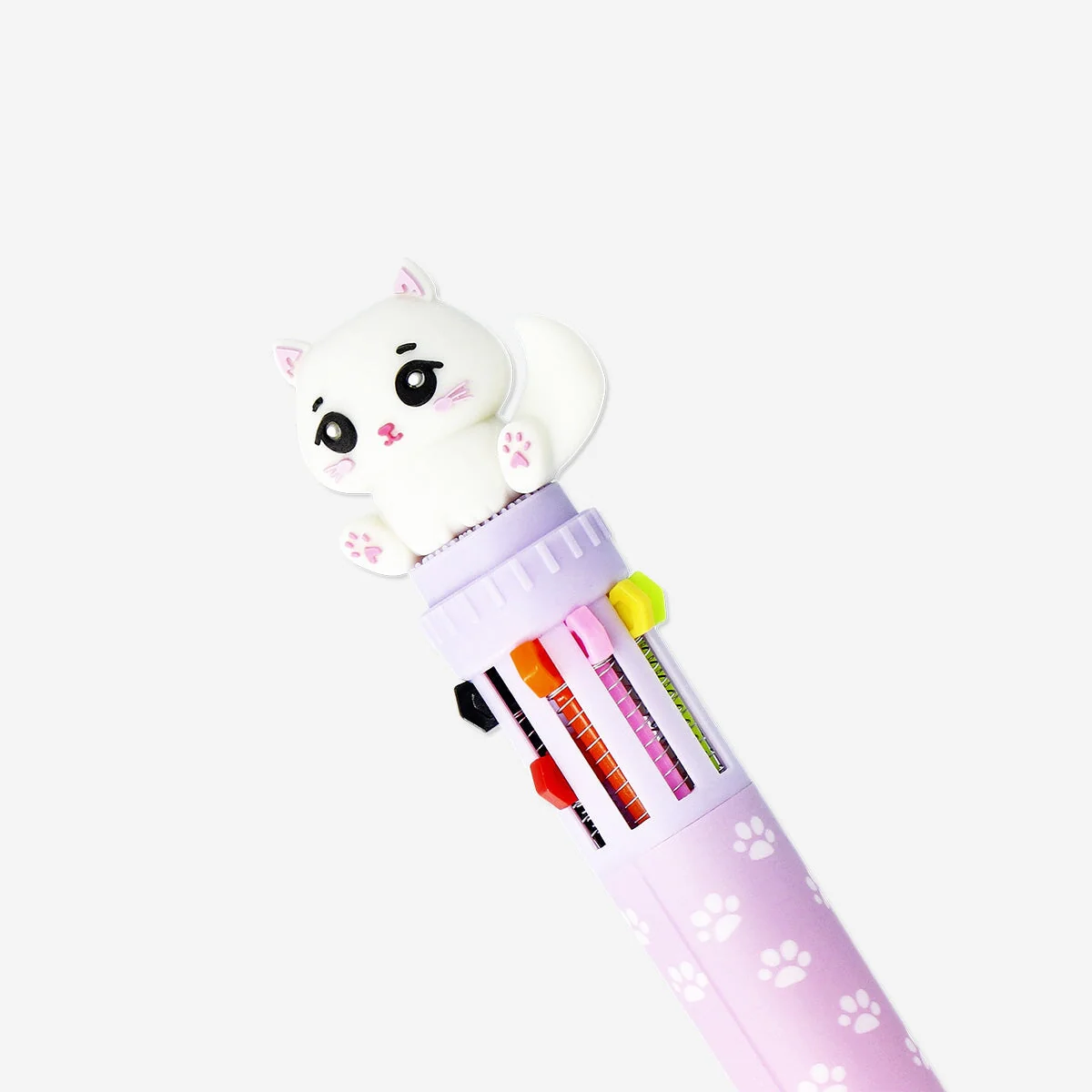 Multi-coloured ballpoint pen with cat topper - Image 3