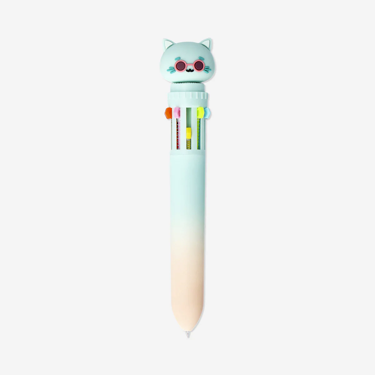 Multi-coloured ballpoint pen with cat topper - Image 2