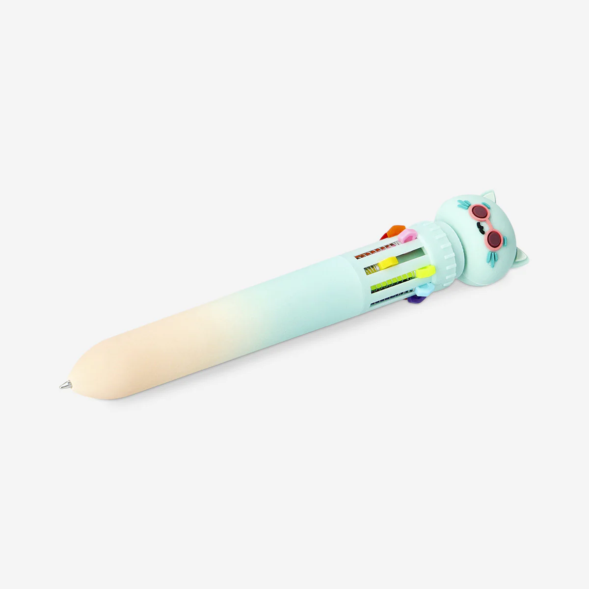 Multi-coloured ballpoint pen with cat topper - Image 3