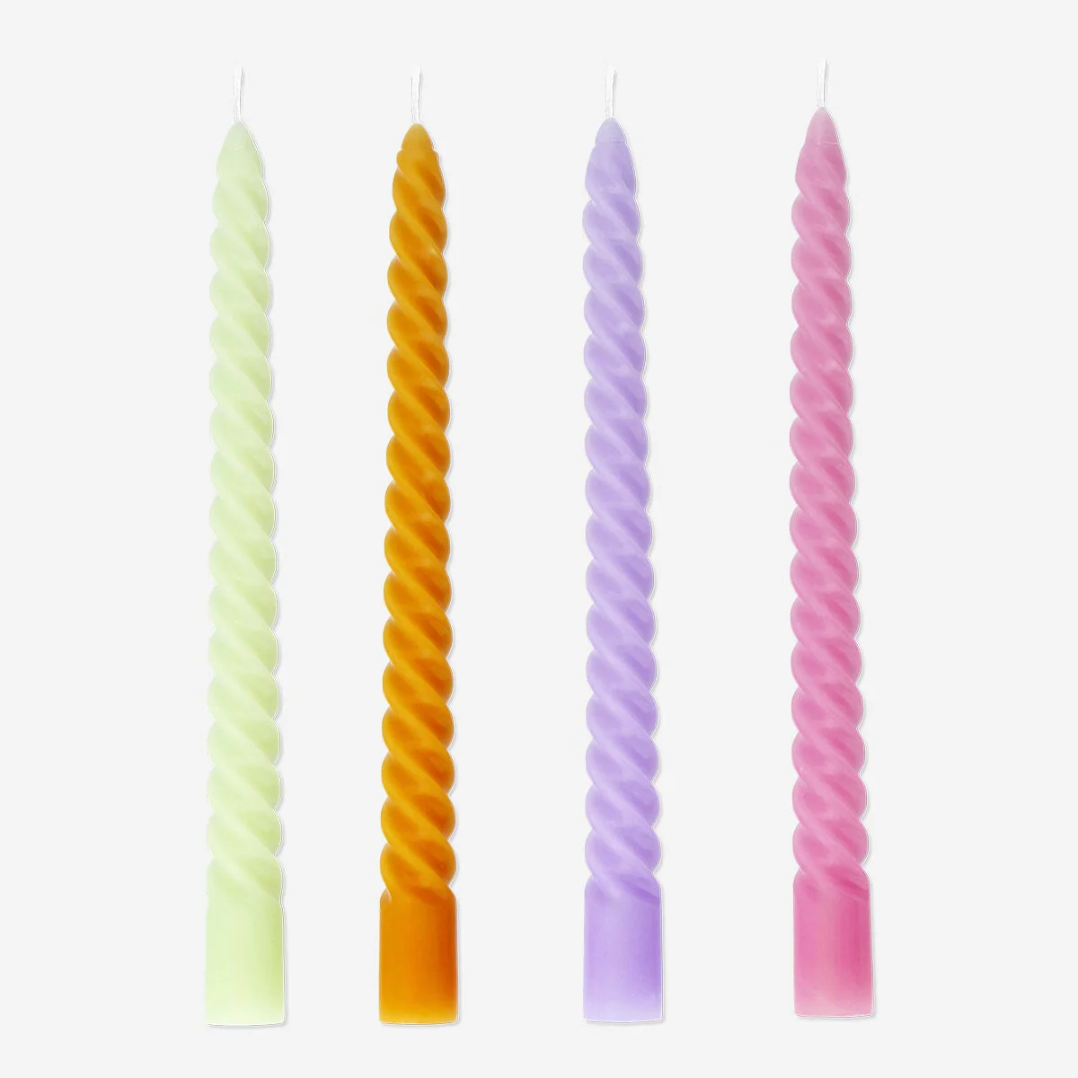 Multi coloured twisted dinner candles - 4 pcs - Image 2