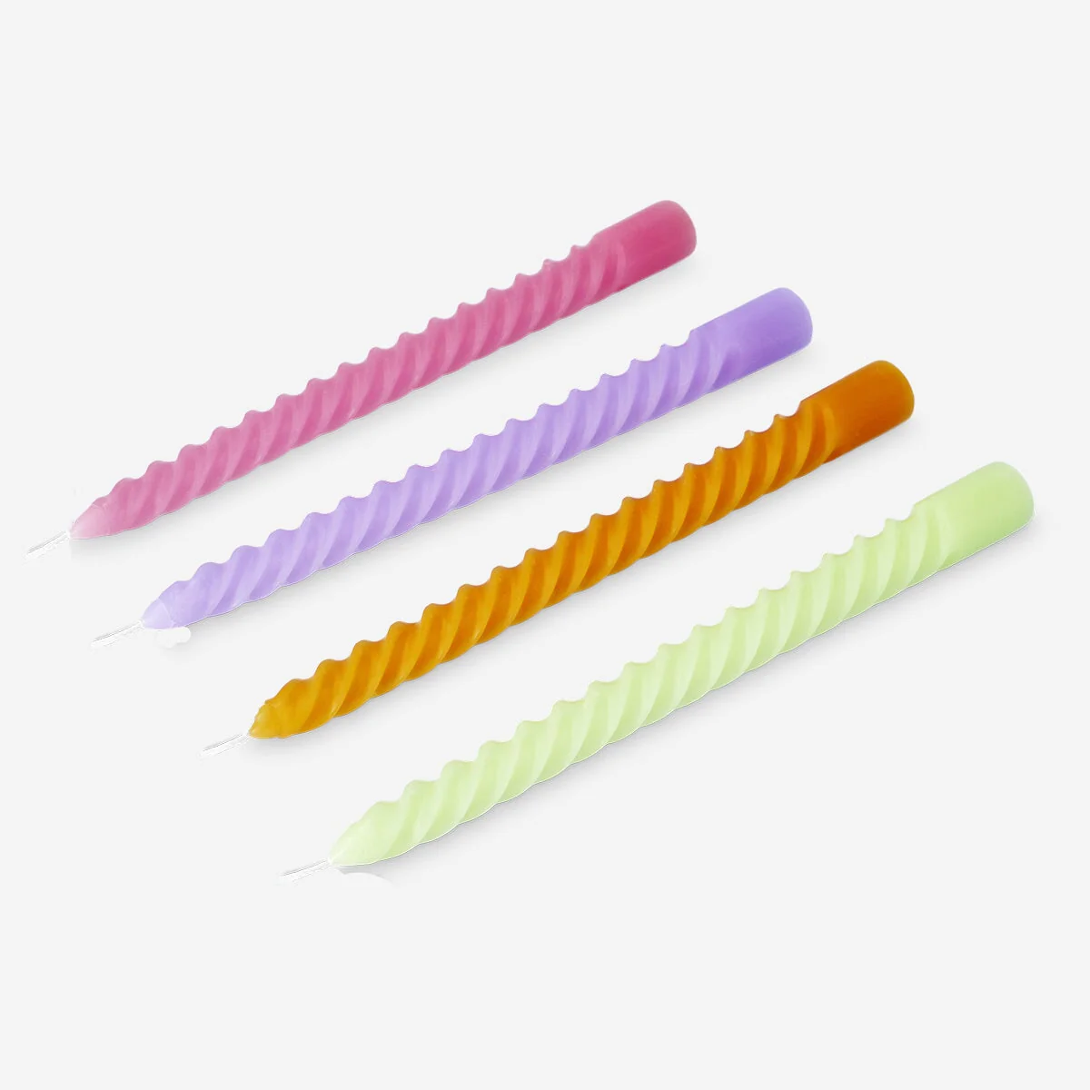 Multi coloured twisted dinner candles - 4 pcs - Image 3