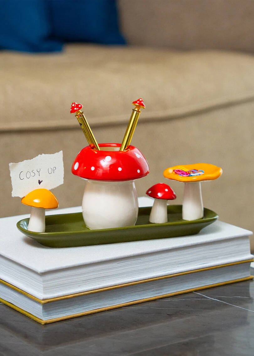 Mushroom pencil holder
