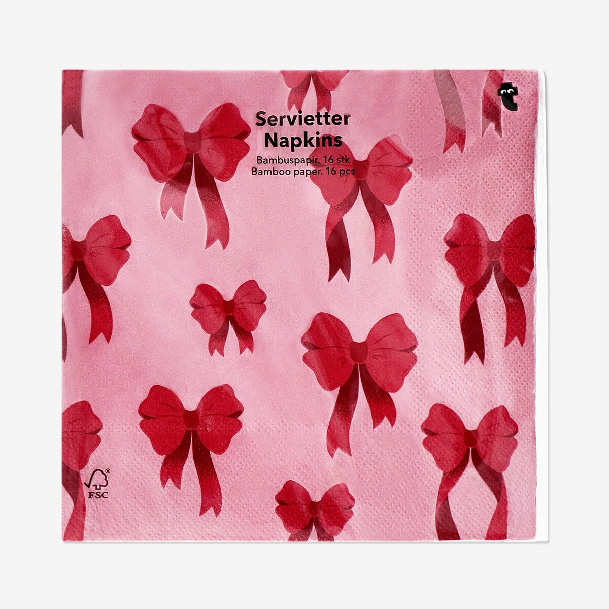 Napkins with red bows - 16 pcs