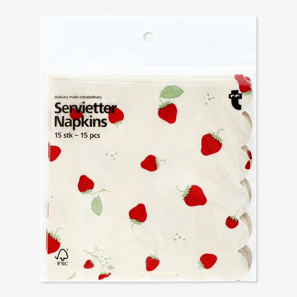Napkins with strawberries - 15 pcs - Image 3