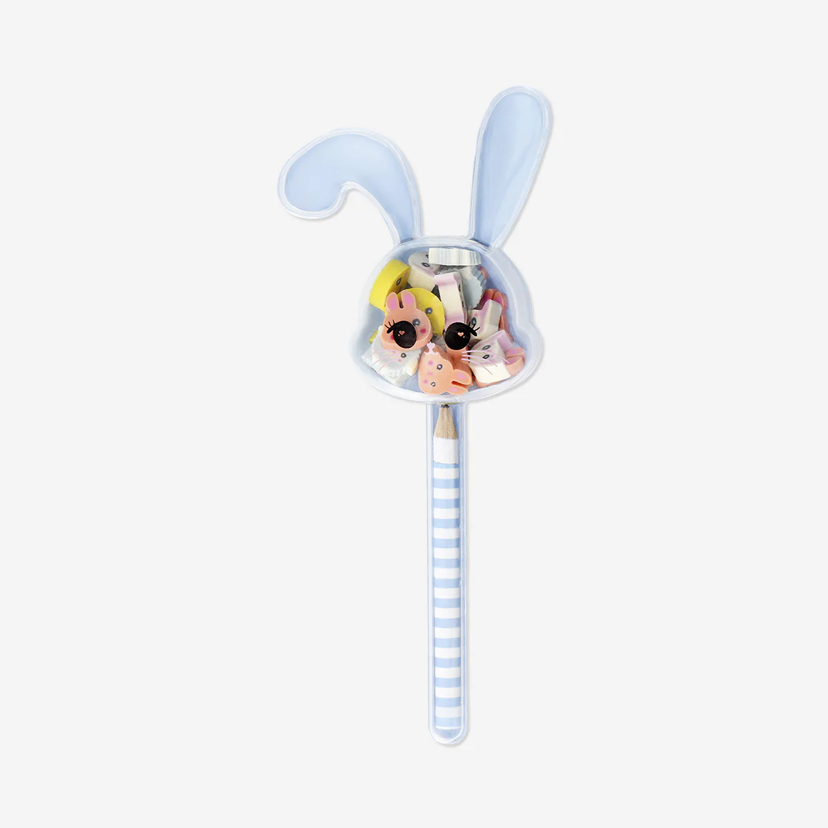 Pencil with erasers in bunny box