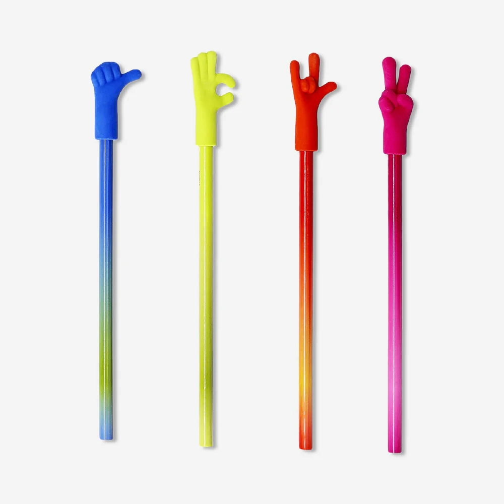 Pencils with hand sign erasers – 4 pcs