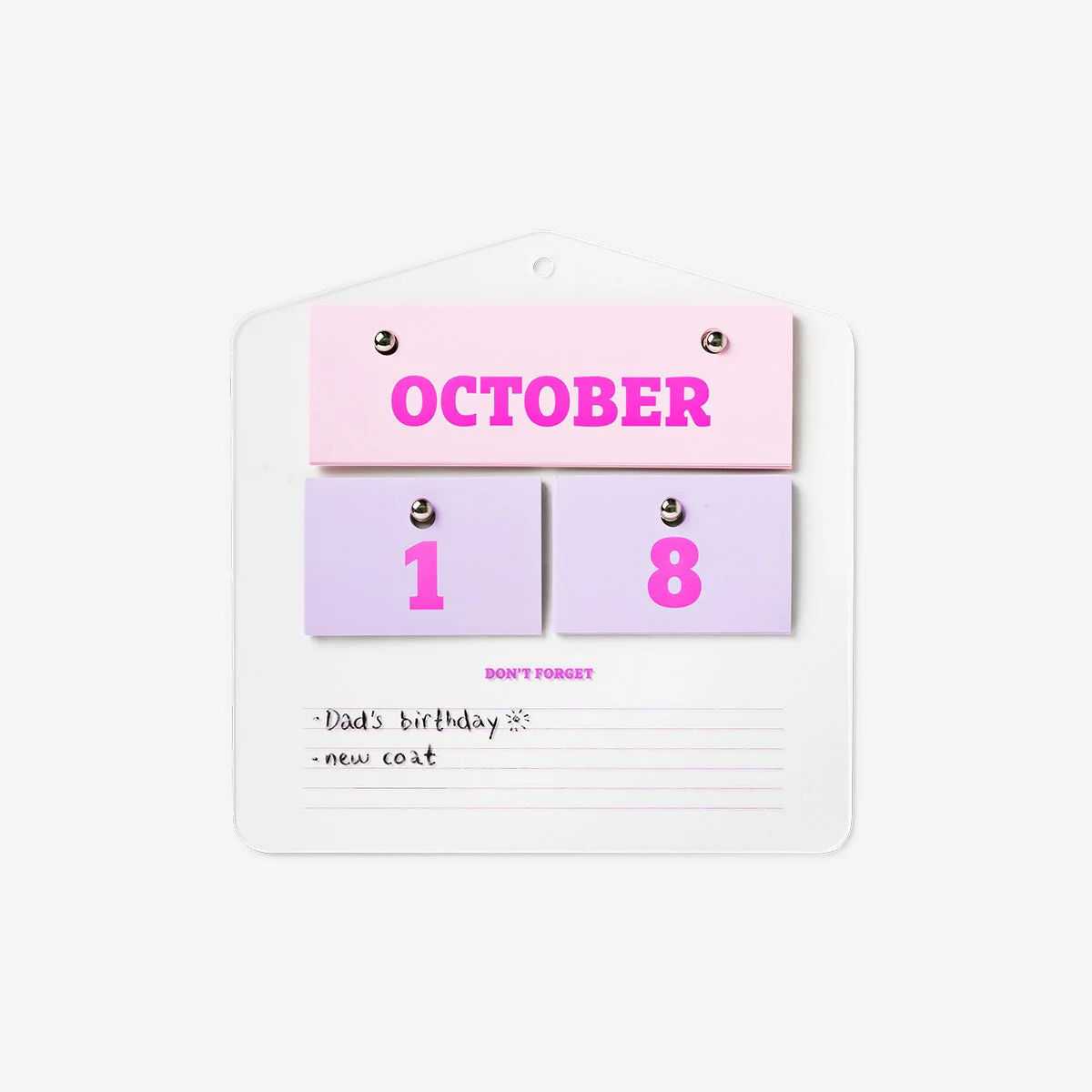 Perpetual acrylic wall calendar