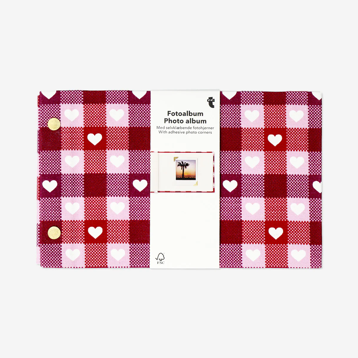 Photo album with red hearts