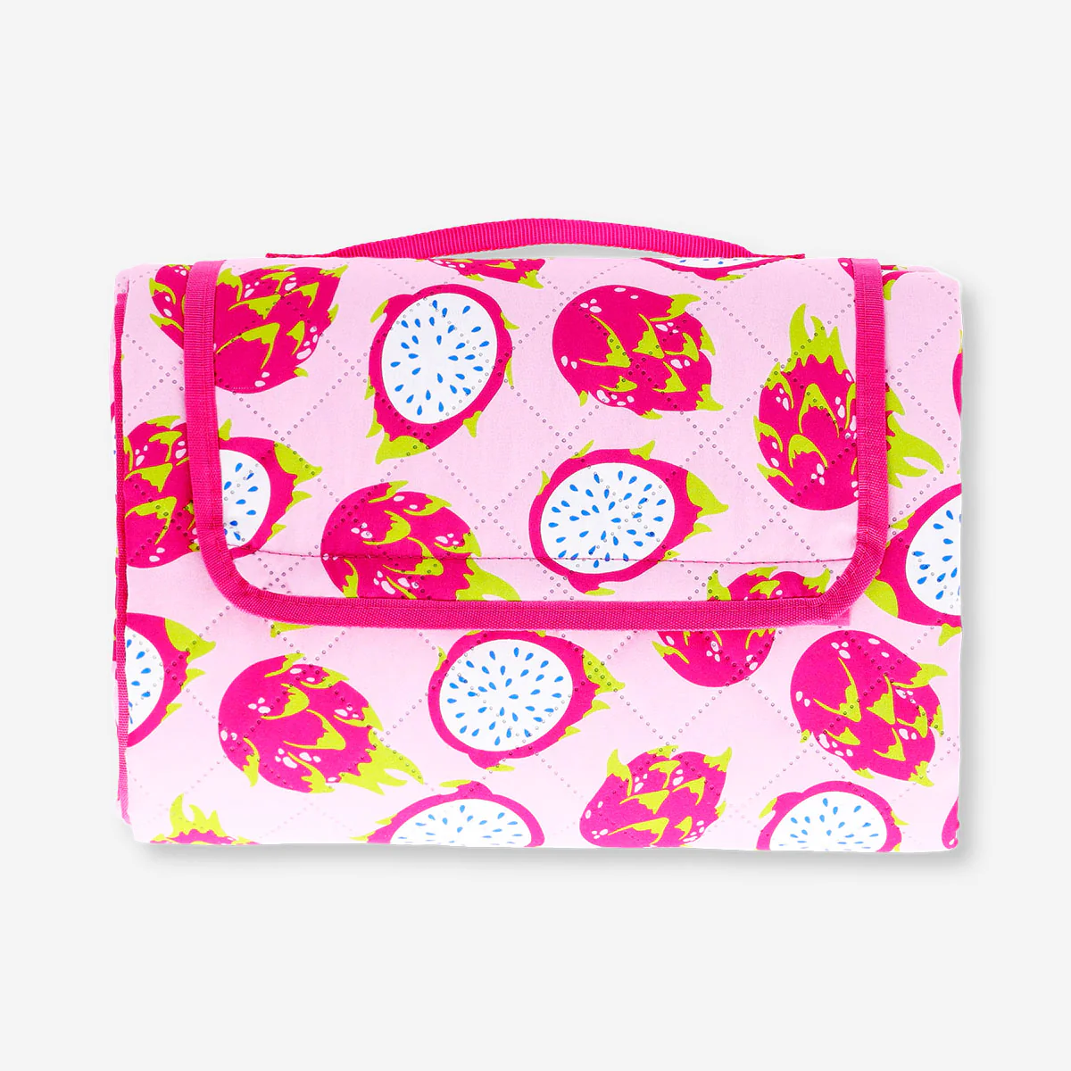 Picnic blanket with dragon fruit print and carrying strap - 170x90 cm