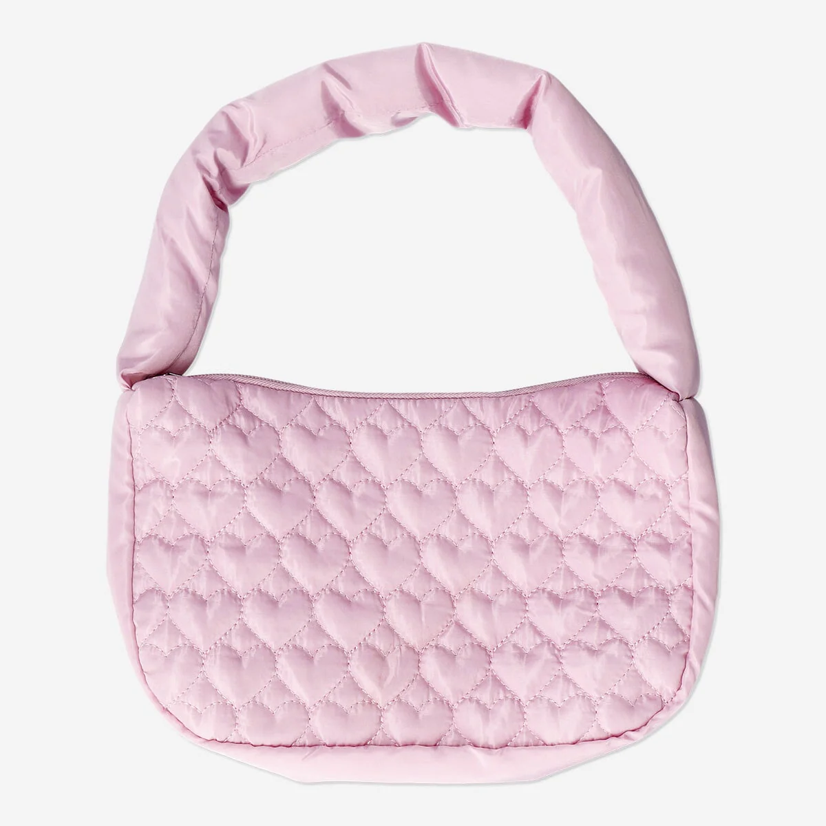 Pink bag with quilted hearts