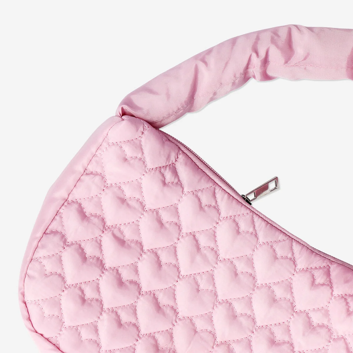 Pink bag with quilted hearts - Image 3