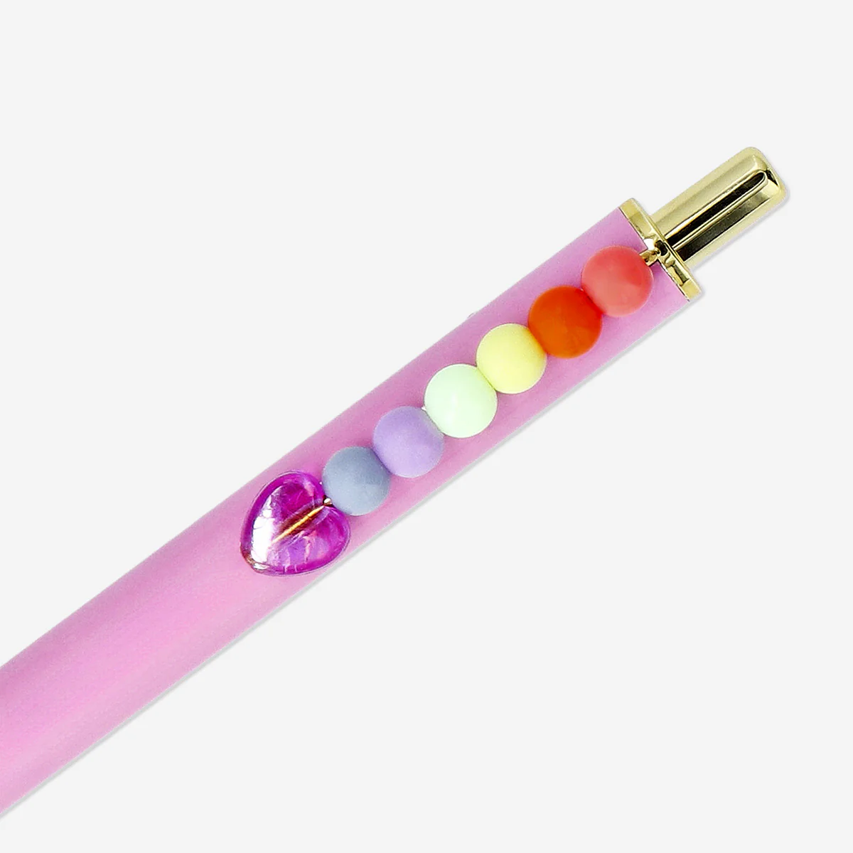 Pink ballpoint pen with beads - Image 3