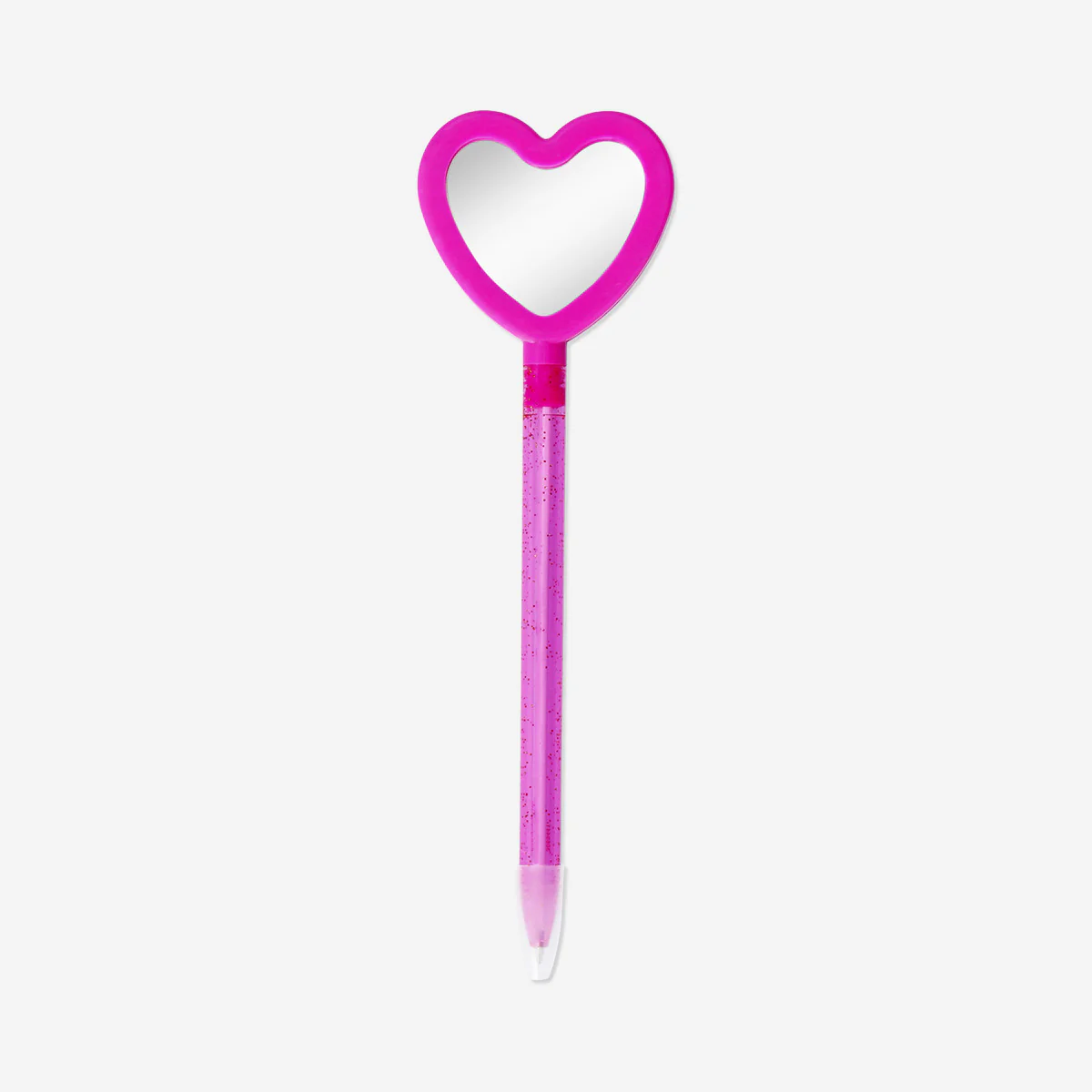 Pink ballpoint pen with heart mirror