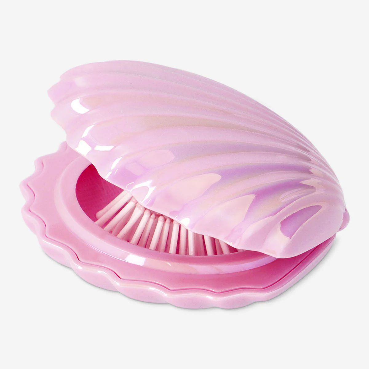 Pink clamshell hairbrush and mirror - Image 3