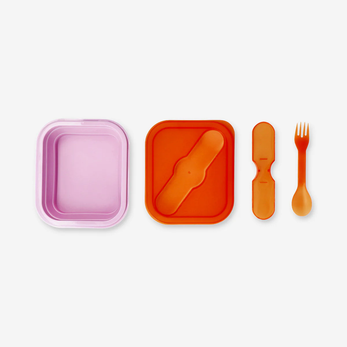 Pink collapsible lunchbox with spork - 600 ml - Image 2