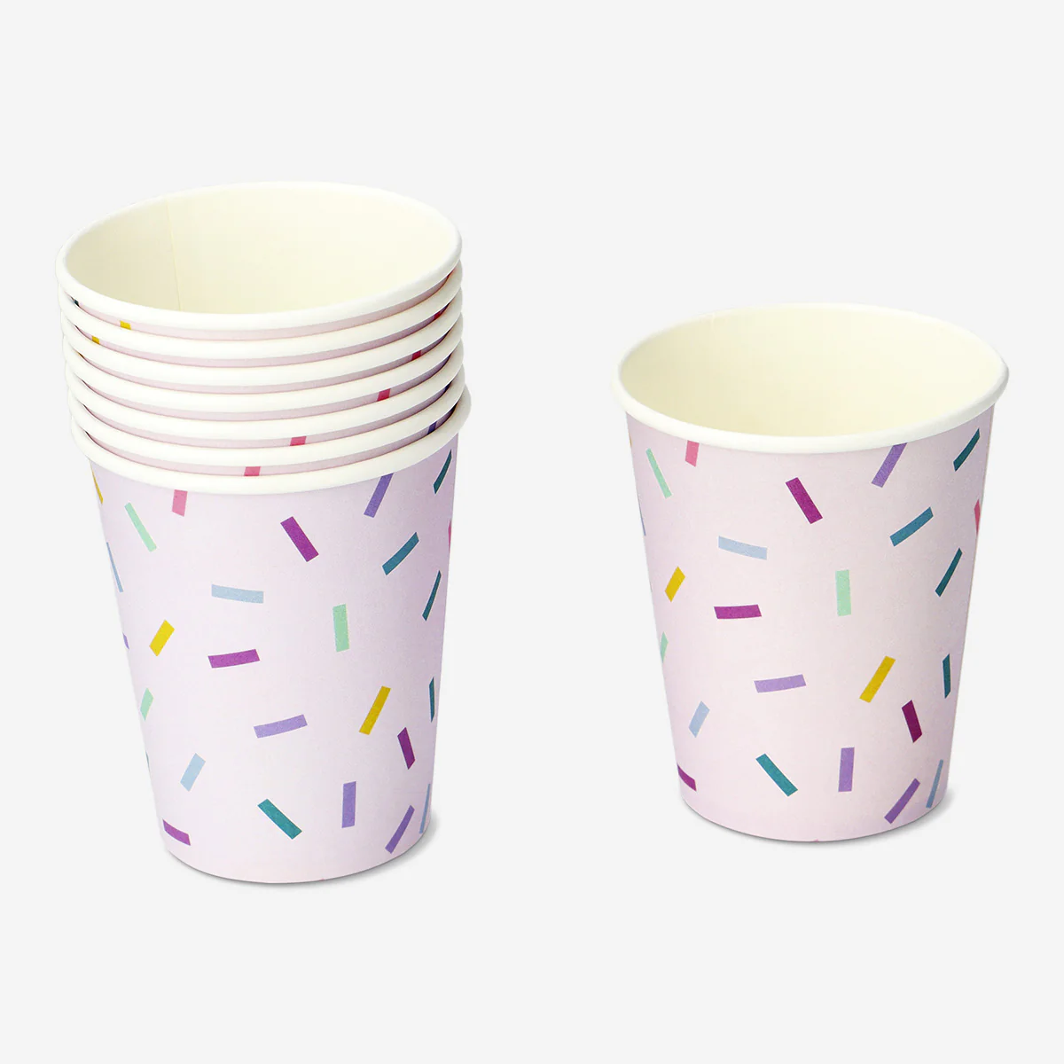 Pink confetti paper cups - 8 pcs
