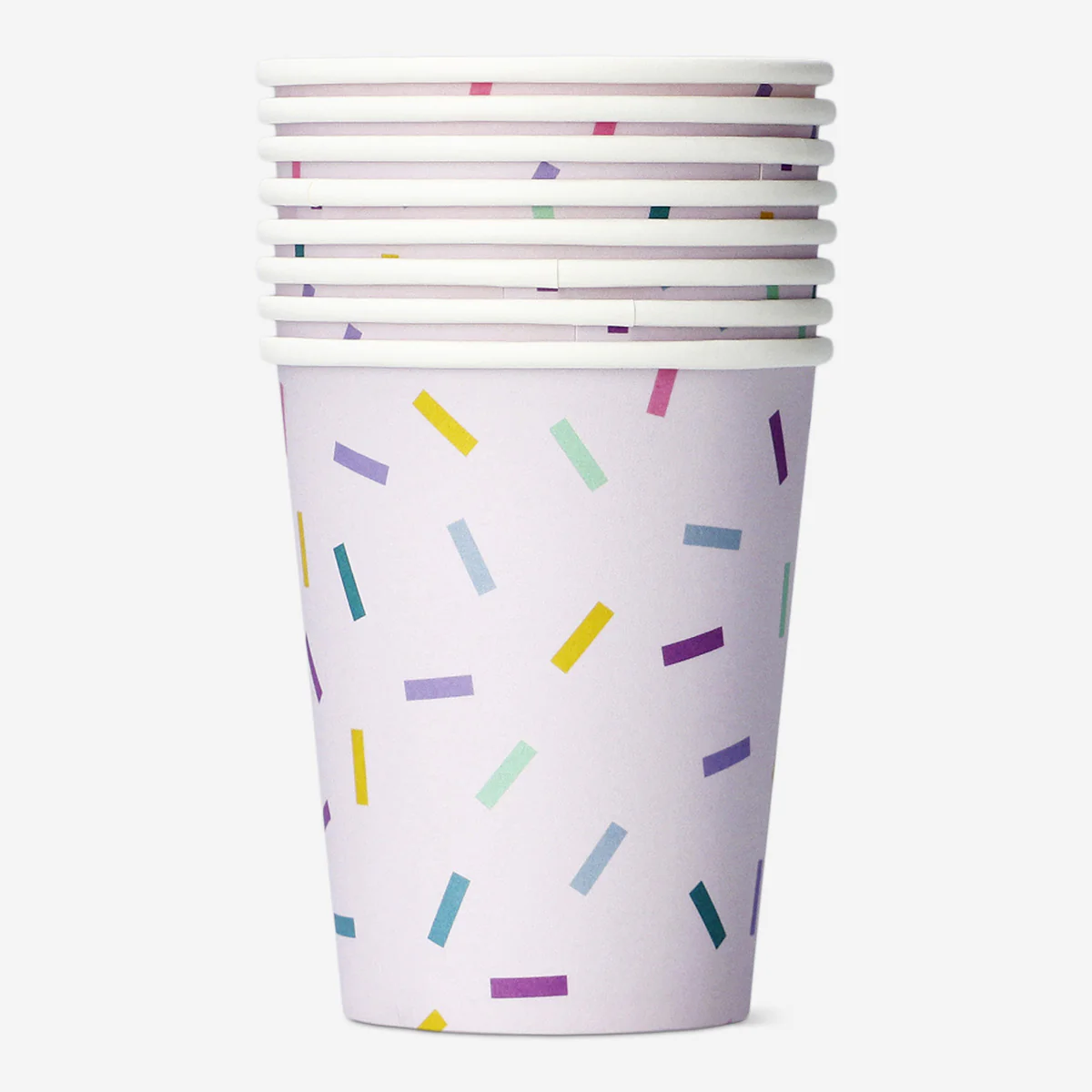 Pink confetti paper cups - 8 pcs - Image 3