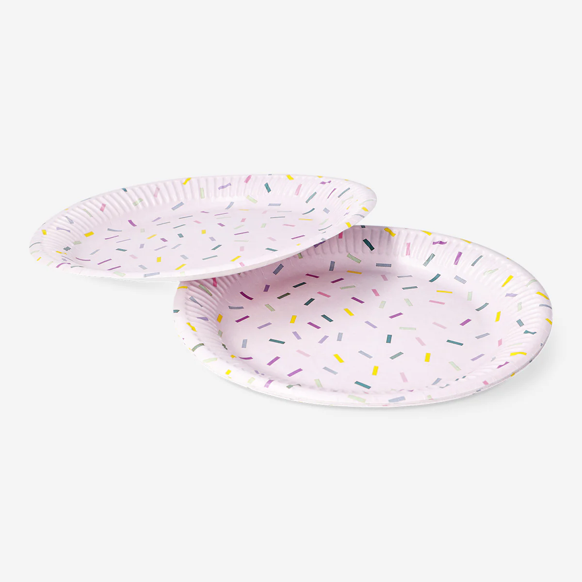 Pink confetti paper plates - 8 pcs