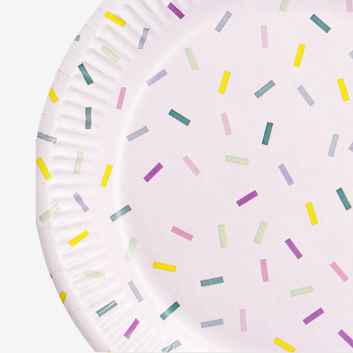 Pink confetti paper plates - 8 pcs - Image 3