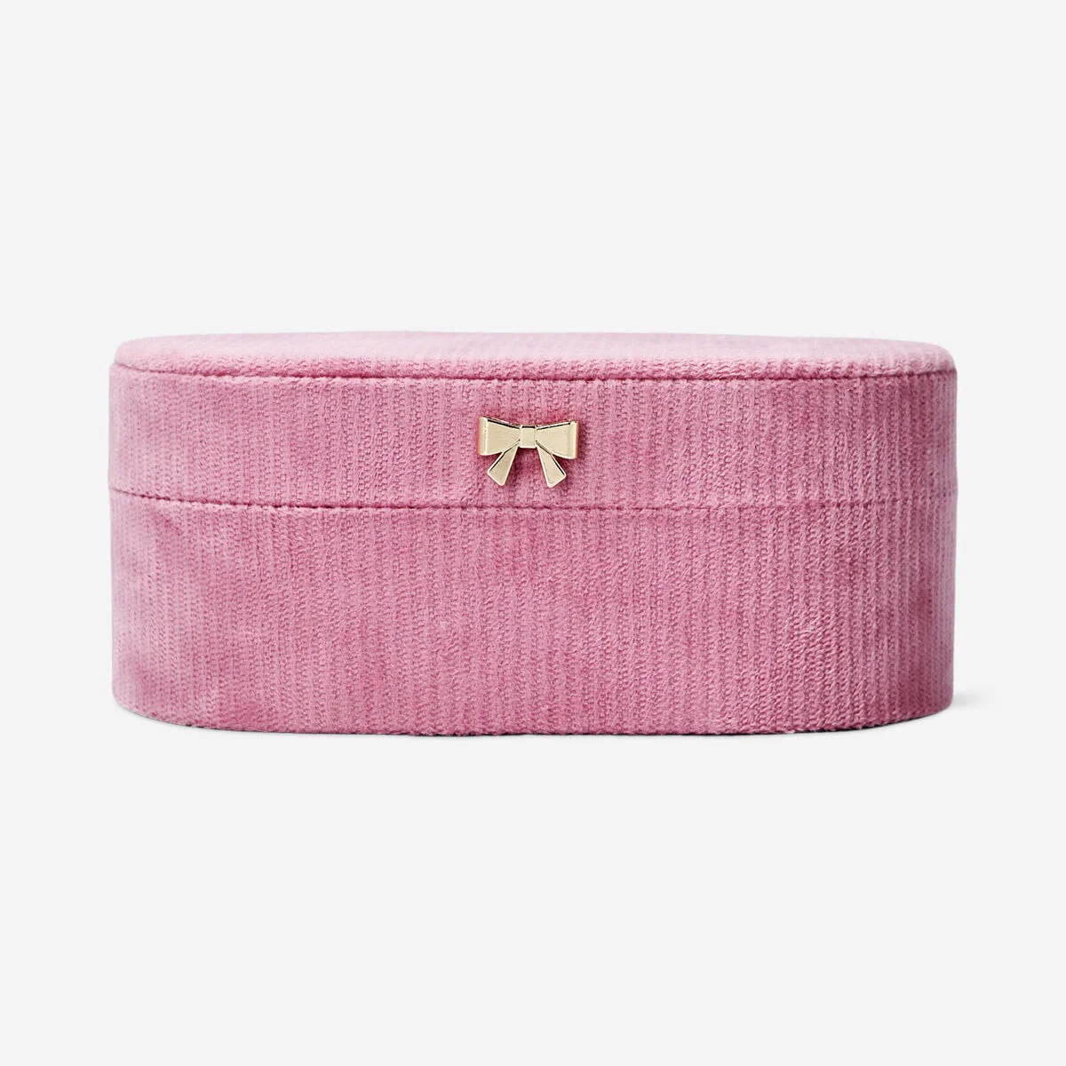 Pink corduroy jewellery box - 22 cm
