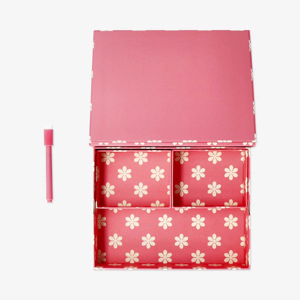 Pink floral desk tidy with planner board and marker - Image 3