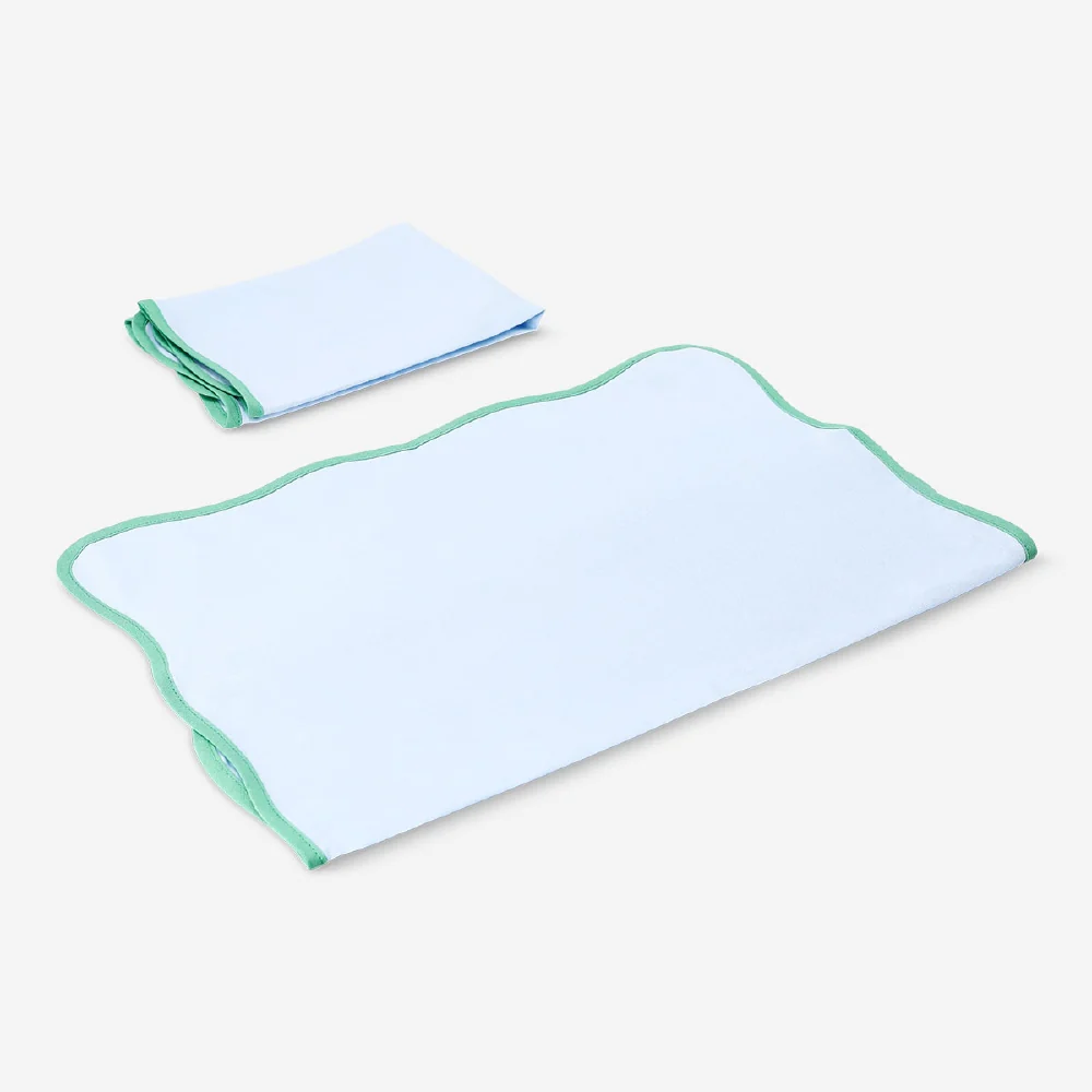 Blue fabric napkins with scalloped edges - 2 pcs - Image 2