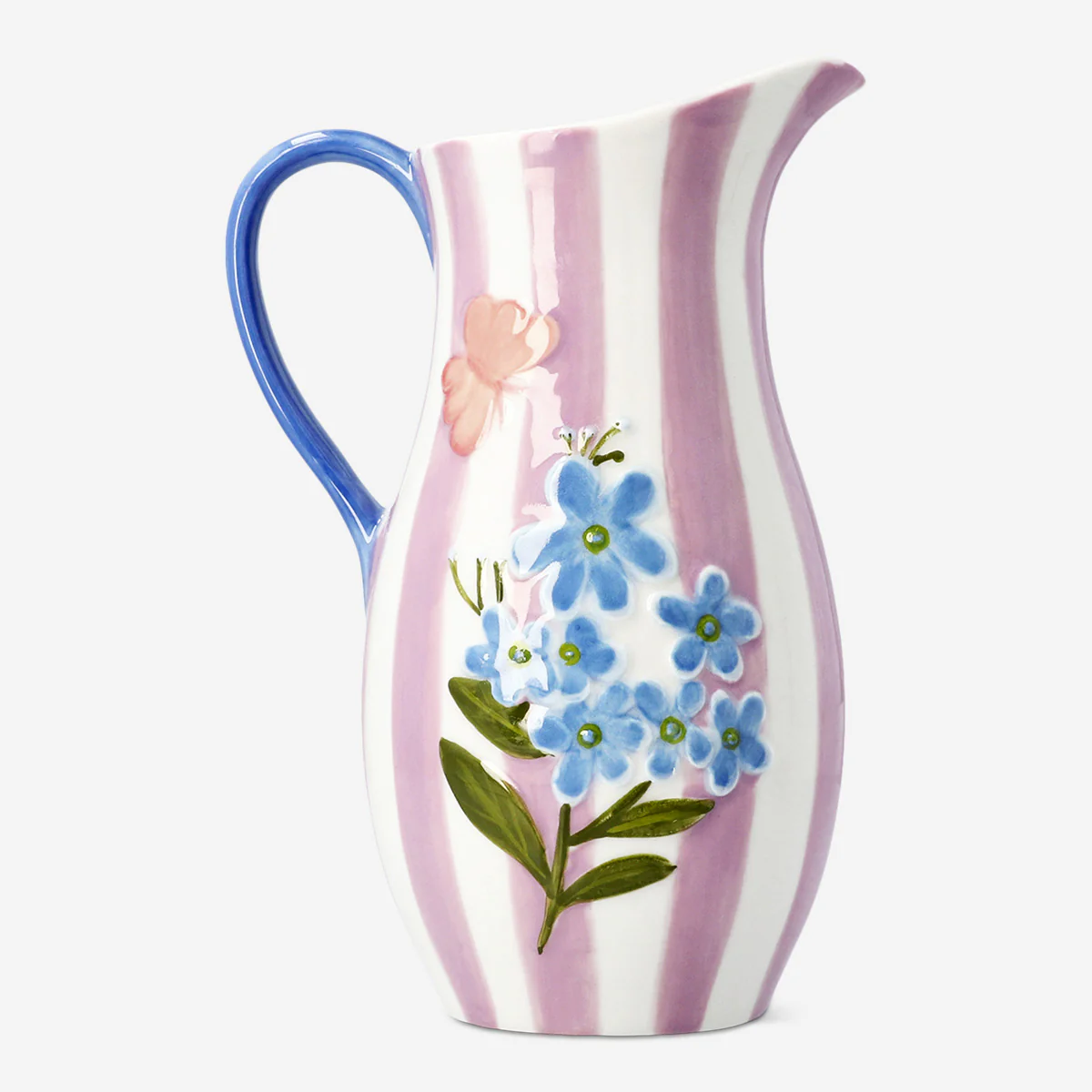 Pink floral jug with stripes - 1 L - Image 2