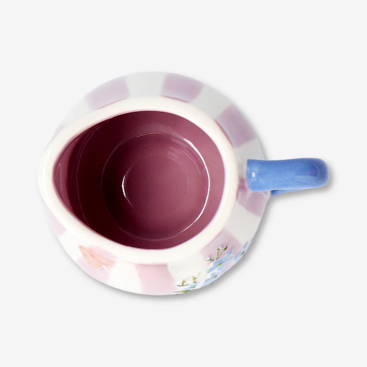 Pink floral milk jug with stripes - 120 ml - Image 4