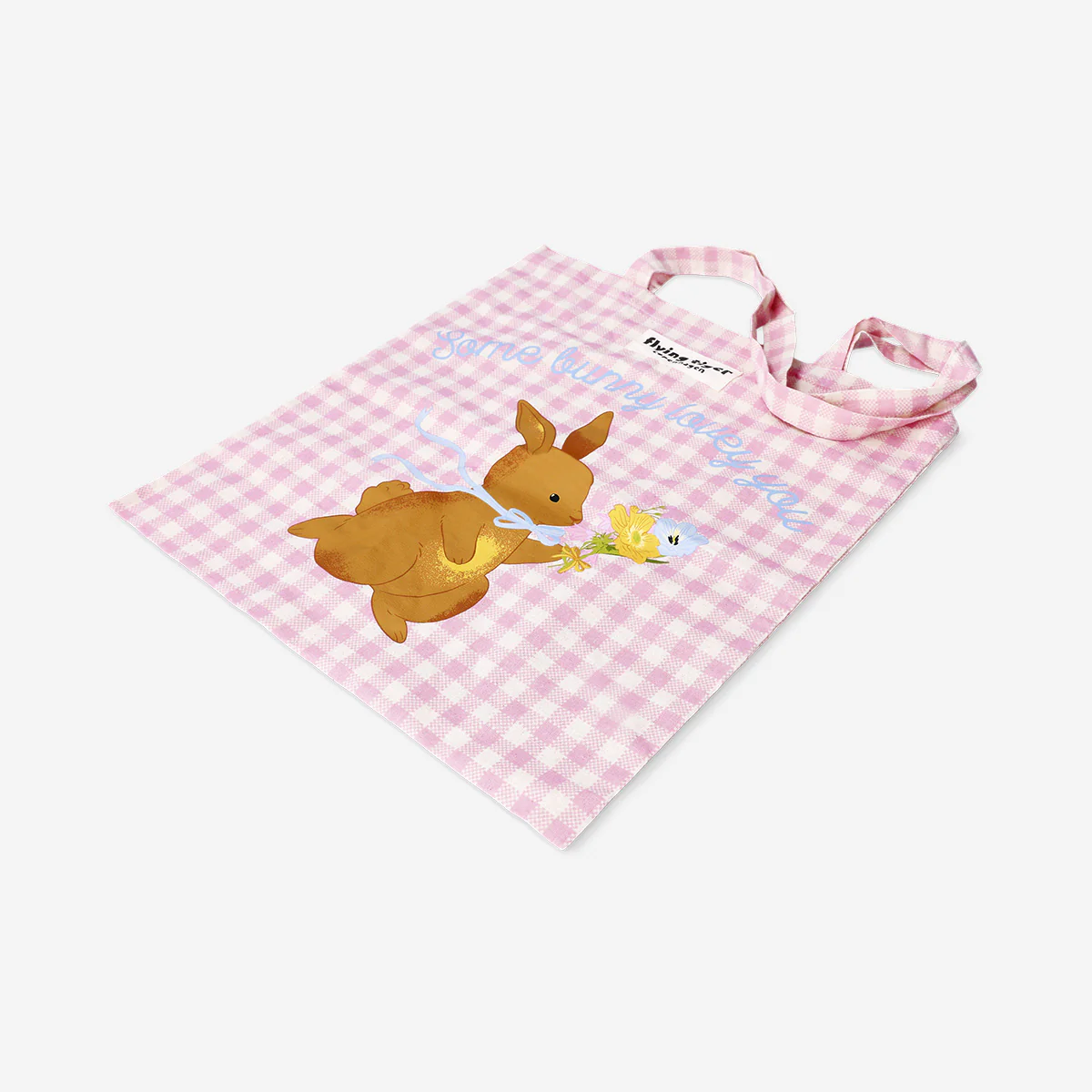 Tote bag - Pink gingham with bunny - Image 3