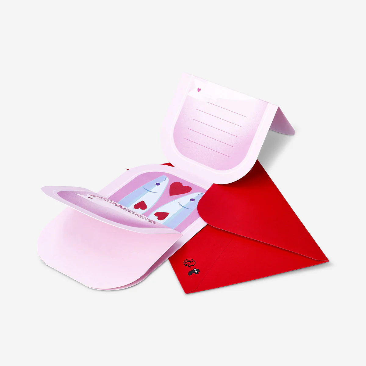Pink greetings card with sardines