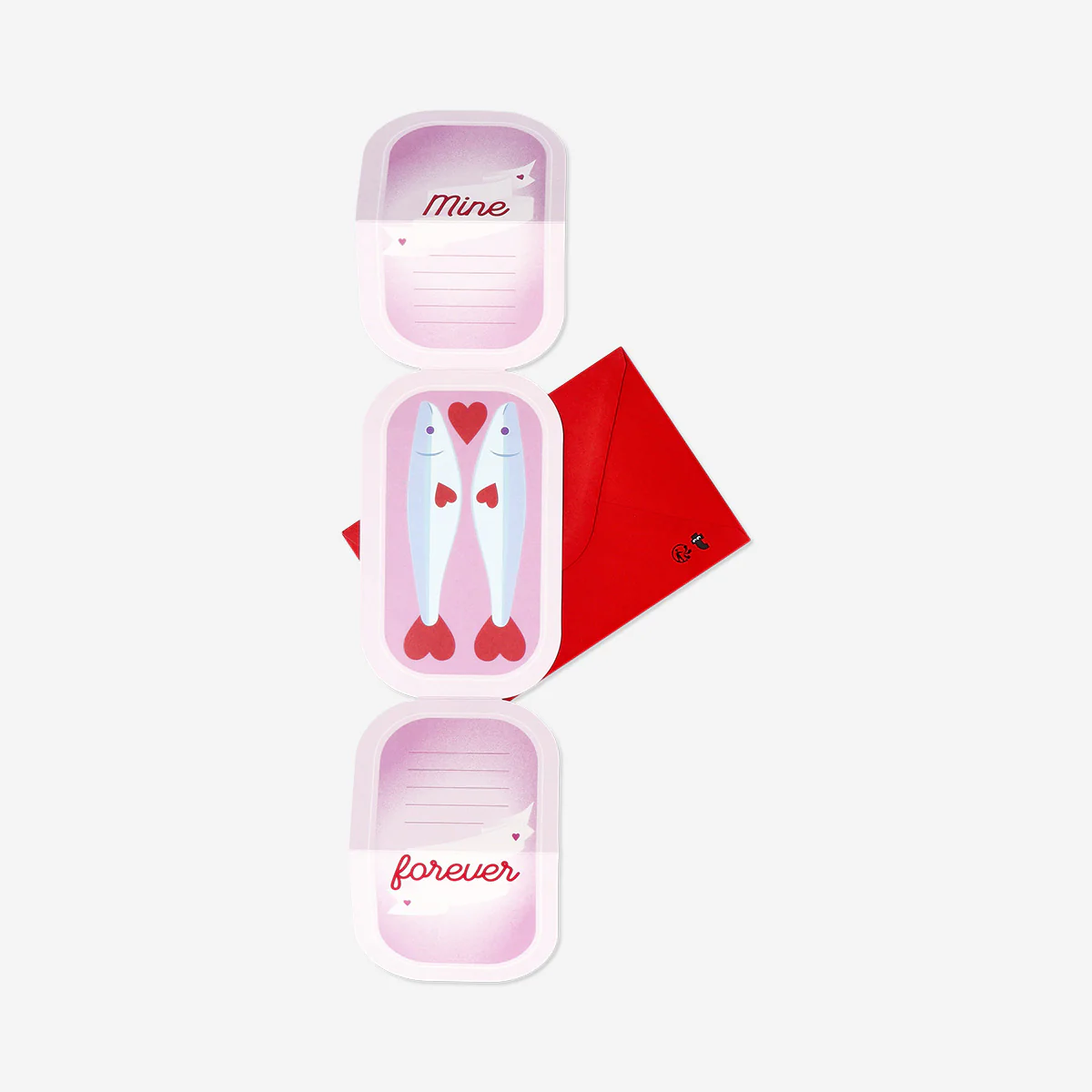 Pink greetings card with sardines - Image 3