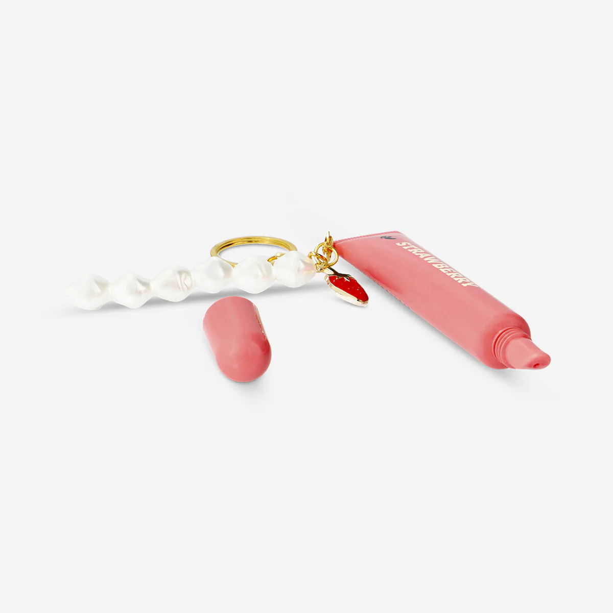 Pink lipgloss with charms - Strawberry fragrance - Image 3