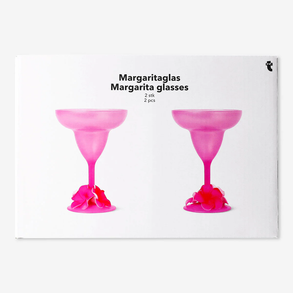 Pink margarita glasses with flower decoration - 2 pcs - Image 3