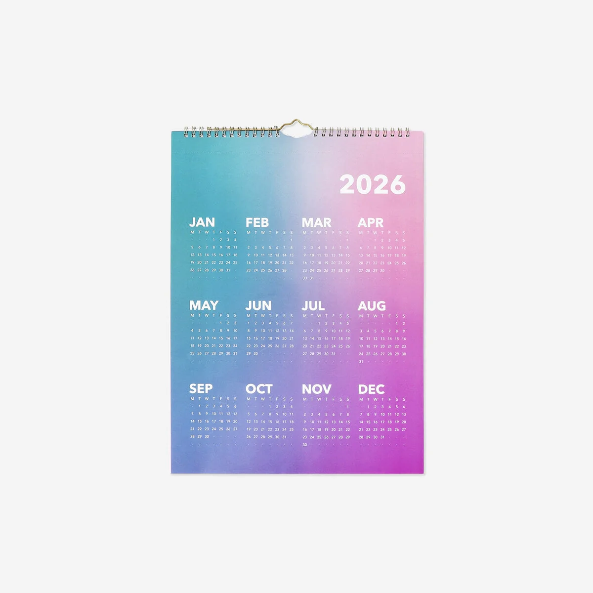 Pink monthly calendar for hanging