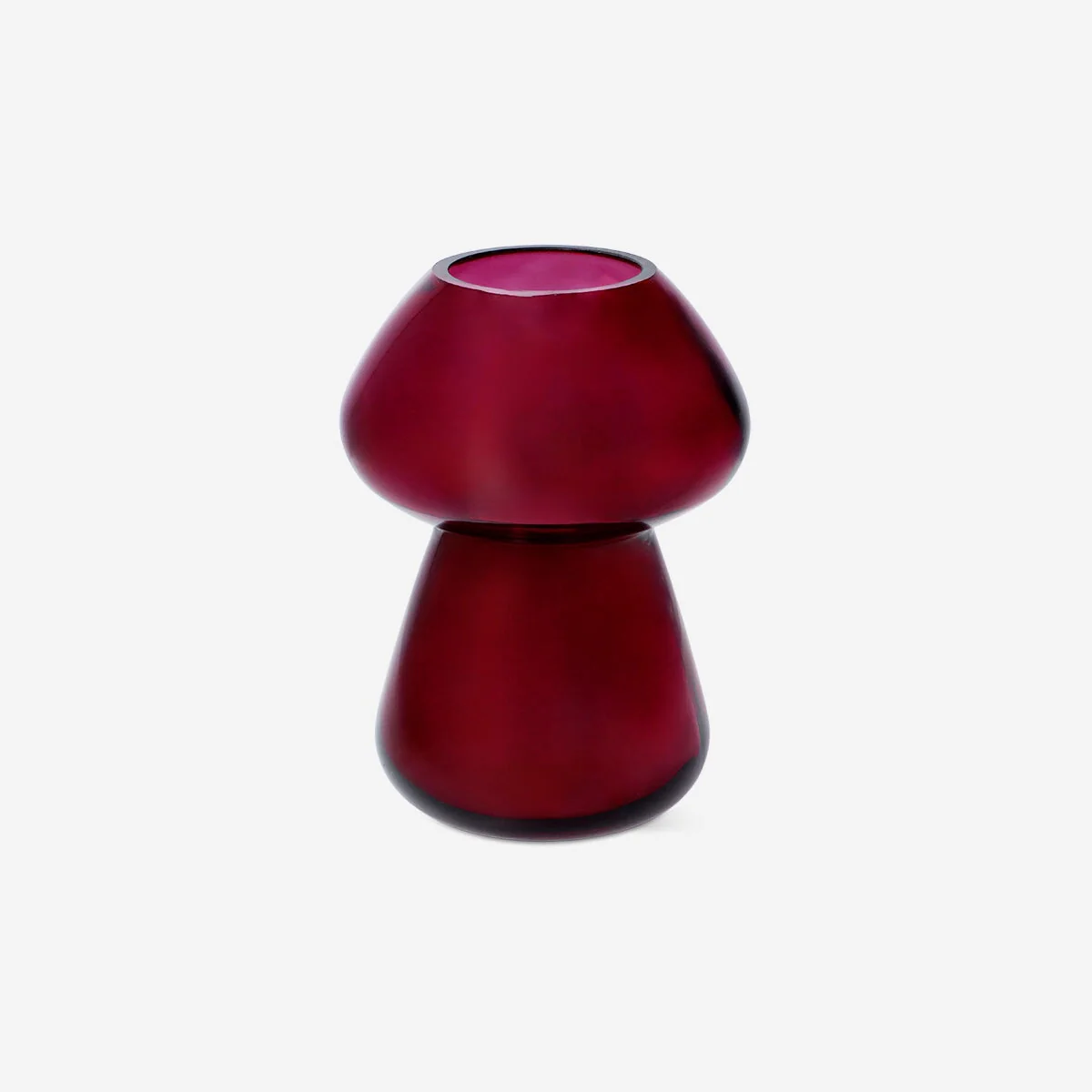 Burgundy mushroom glass vase - 17 cm