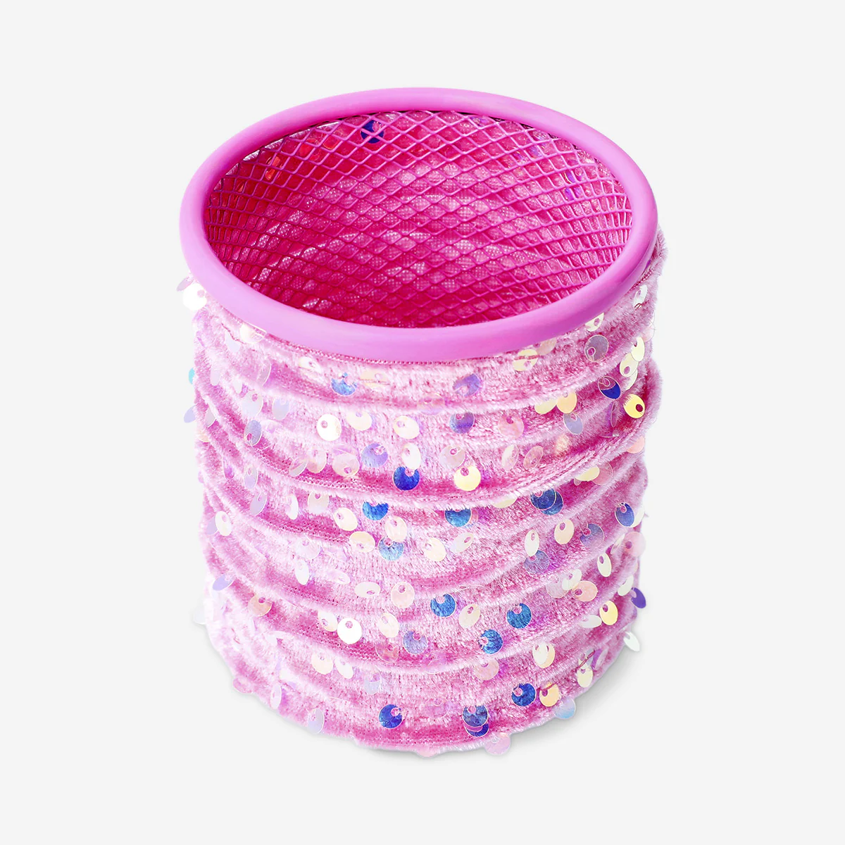 Pink pencil holder with sequins - Image 2