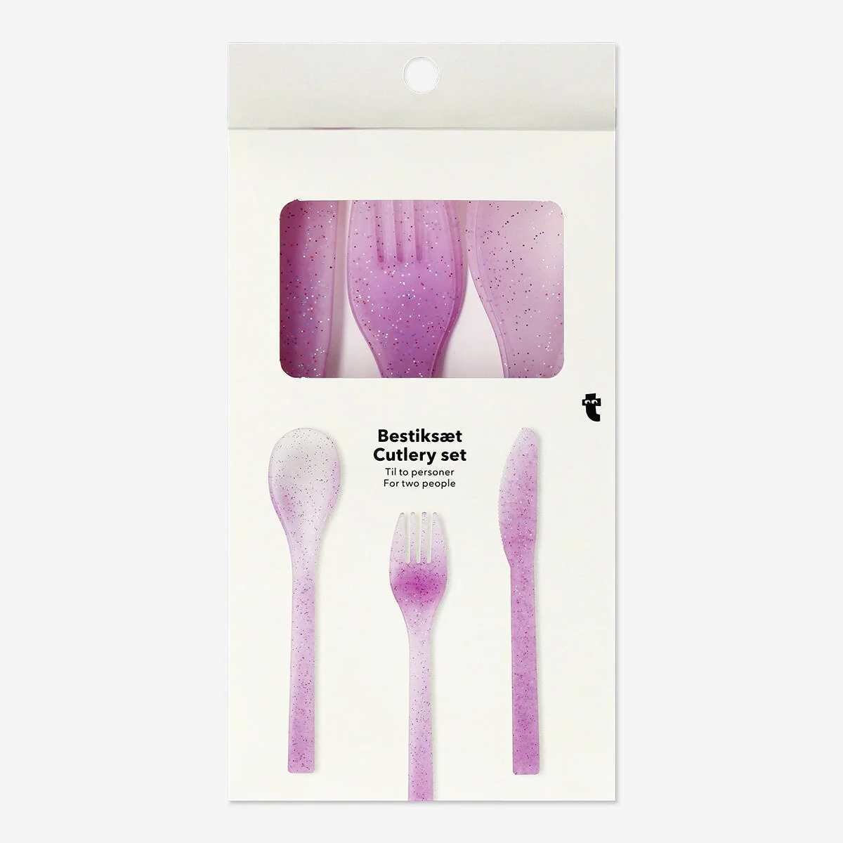 Pink plastic cutlery set - 6 pcs - Image 2