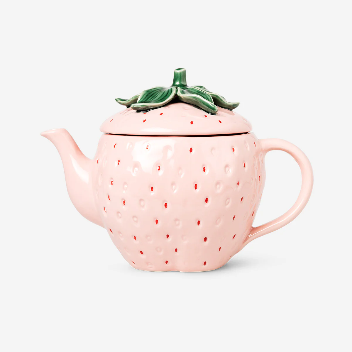 Pink strawberry teapot with lid - Image 3