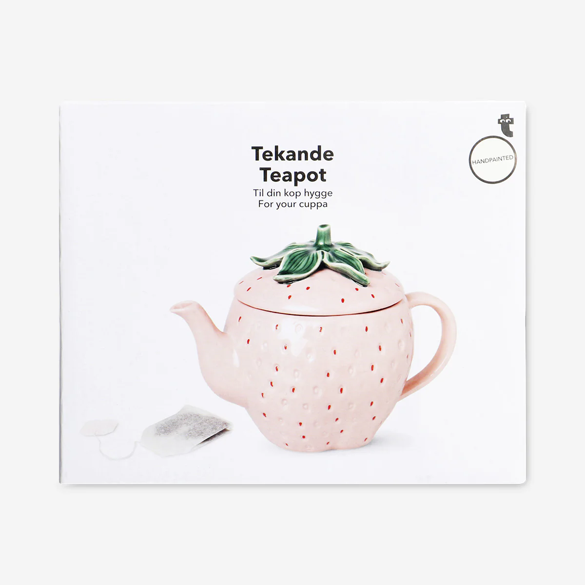 Pink strawberry teapot with lid - Image 4