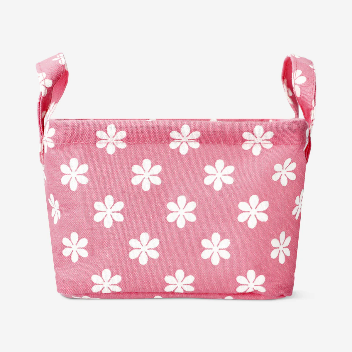 Pink floral textile storage basket - 18 cm - Image 3