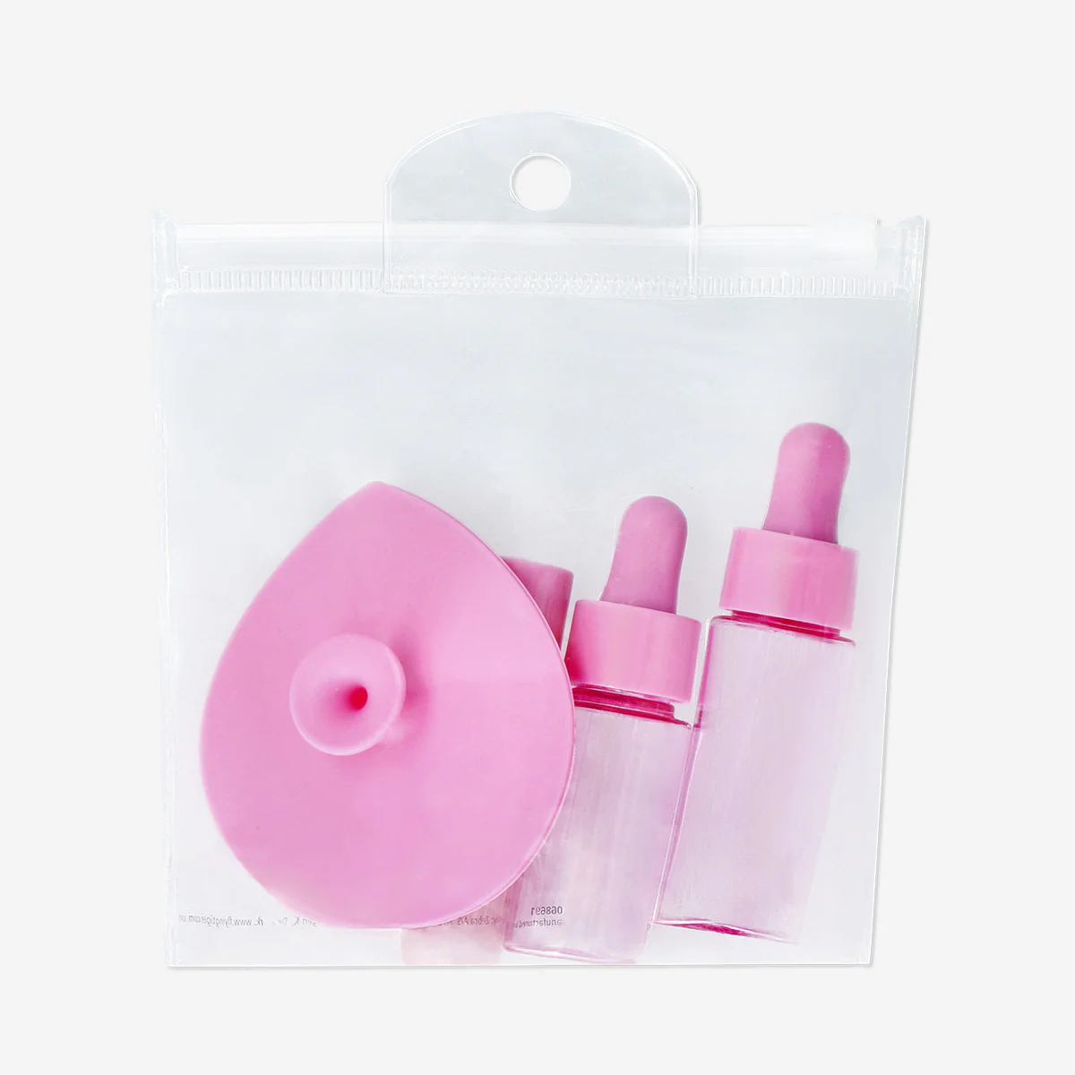 Pink travel set with dropper bottles - 4 pcs - Image 3
