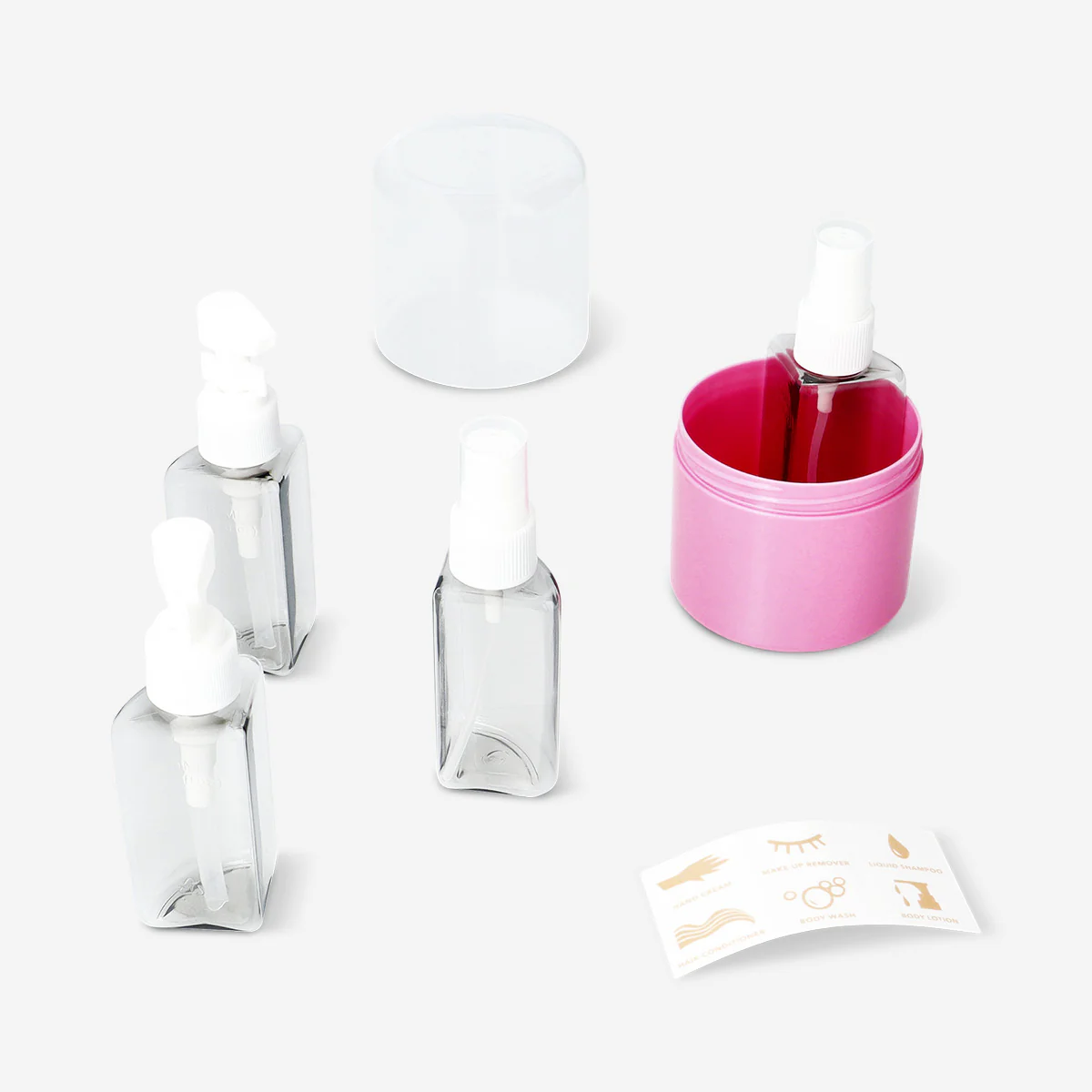 Pink travel set with stickers - 4 pcs - Image 2