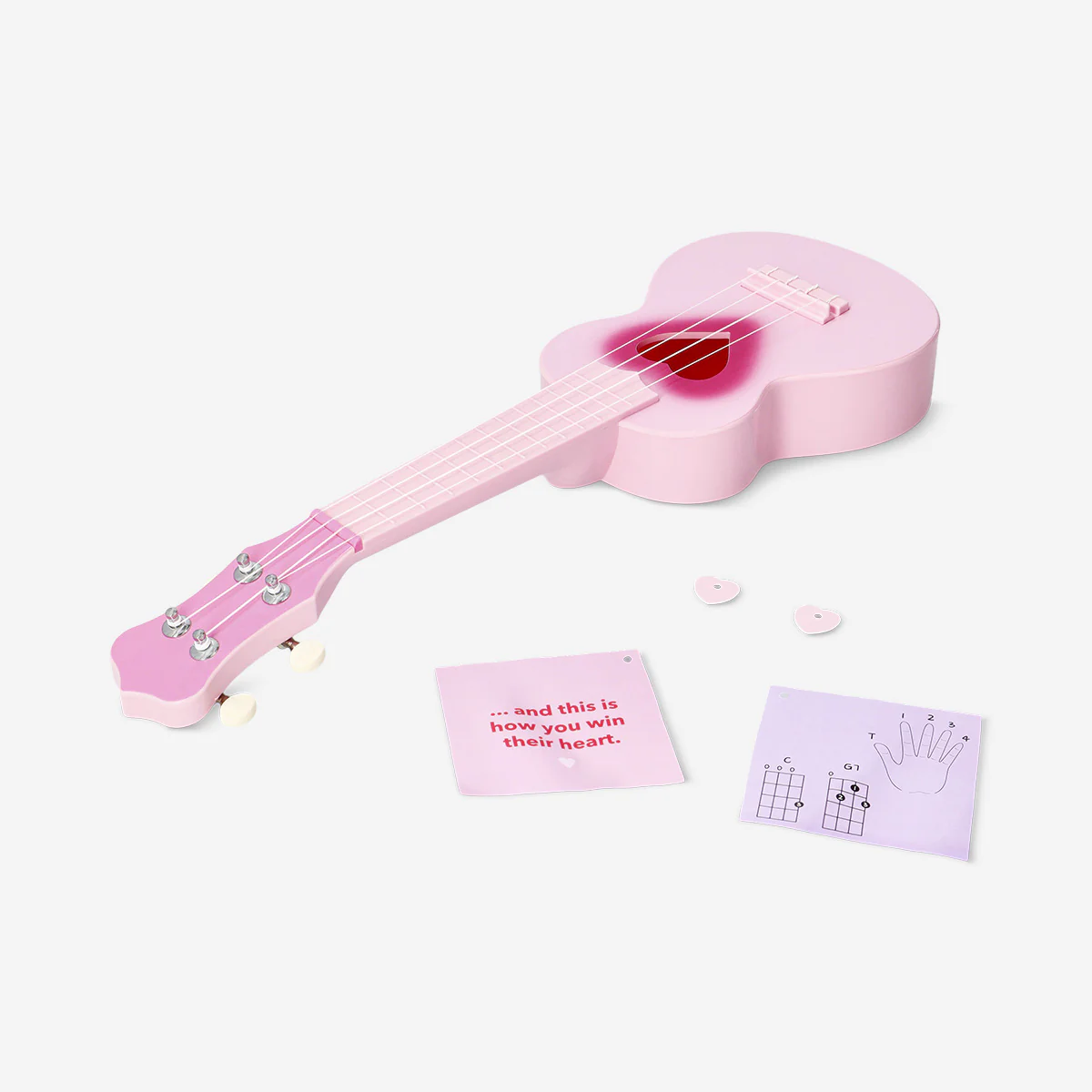 Pink ukulele with heart cut out - Image 2